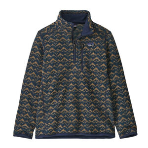 Boys Patagonia Sweatshirt XS Blue Brown Quarter-Zip Fleece